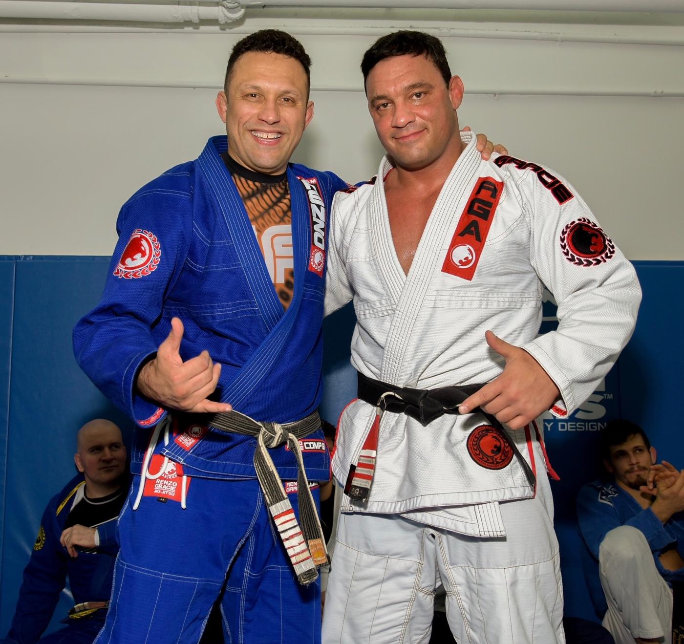 Renzo Gracie and Professor Mark Cerrone together on the mat at Renzo Gracie Academy
